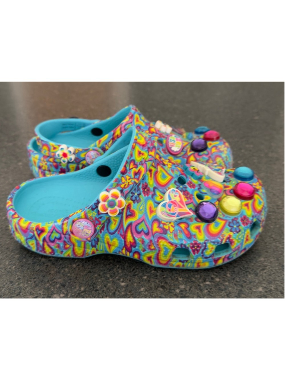Girls Crocs Lisa Frank Sandals & Flip Flops 13 (Little Girl) Blue Multicolor - Picture 10 of 10